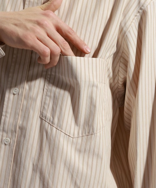 BAYFLOW（ベイフロー）の「アーバンストライプシャツ（シャツ/ブラウス・メンズ・ブルー/ベージュ/グリーン・LARGE/MEDIUM）」の15枚目の写真