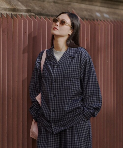 WHIMSIC(ウィムジック)の「【WHIMSIC/SETUP対応/2サイズ展開】パイピングパジャマシャツ(シャツ/ブラウス・メンズ・ブラック/グレー/ネイビー・FREE)」の3枚目の写真