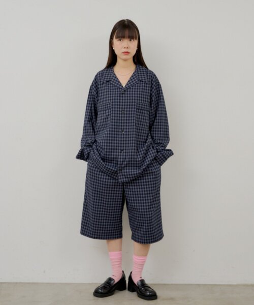 WHIMSIC(ウィムジック)の「【WHIMSIC/SETUP対応/2サイズ展開】パイピングパジャマシャツ(シャツ/ブラウス・メンズ・ブラック/グレー/ネイビー・FREE)」の5枚目の写真