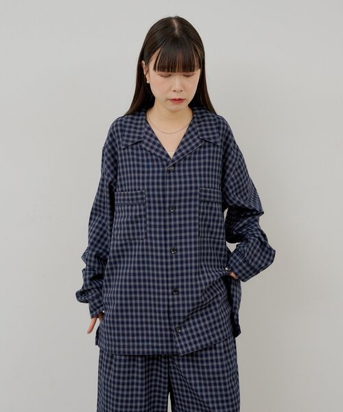 WHIMSIC(ウィムジック)の「【WHIMSIC/SETUP対応/2サイズ展開】パイピングパジャマシャツ(シャツ/ブラウス・メンズ・ブラック/グレー/ネイビー・FREE)」の10枚目の写真