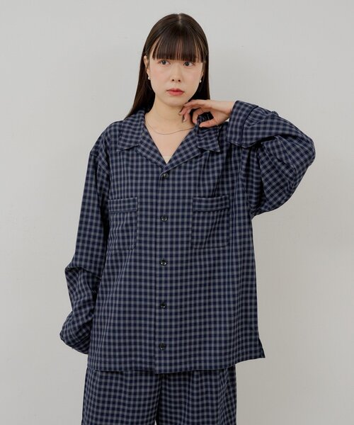 WHIMSIC(ウィムジック)の「【WHIMSIC/SETUP対応/2サイズ展開】パイピングパジャマシャツ(シャツ/ブラウス・レディース・ブラック/グレー/ネイビー・FREE)」の6枚目の写真