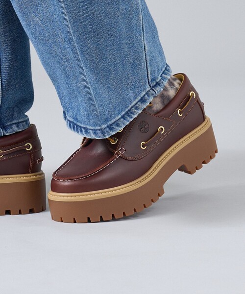 Timberland(ティンバーランド)の「【Timberland/ティンバーランド】STONE STREET BOAT SHOES / ボートシューズ / スリーアイ(モカシン/デッキシューズ・レディース・ダークブラウン/ベージュ・23/24/25)」の2枚目の写真