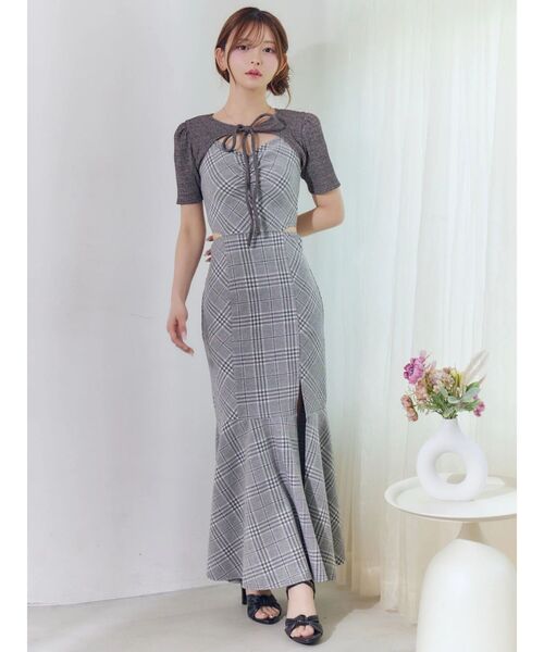 EATME(イートミー)の「2WAYセットチェックキャミワンピース(ワンピース・レディース・グレー/アイボリー/ブラック・FREE)」の4枚目の写真