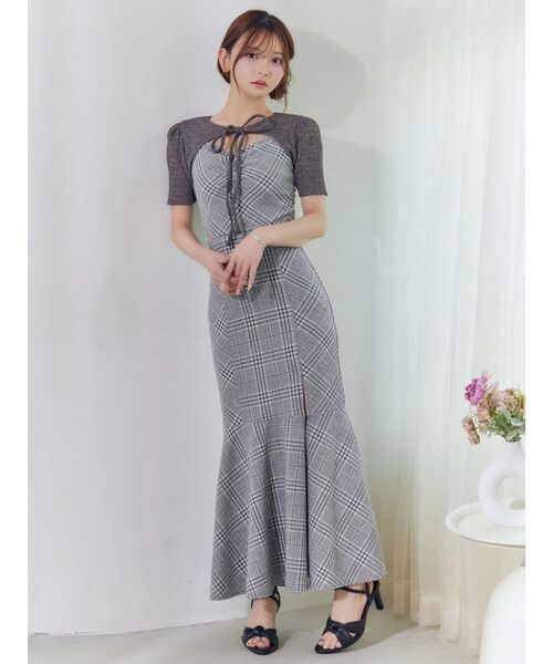 EATME(イートミー)の「2WAYセットチェックキャミワンピース(ワンピース・レディース・グレー/アイボリー/ブラック・FREE)」の5枚目の写真