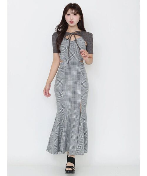 EATME(イートミー)の「2WAYセットチェックキャミワンピース(ワンピース・レディース・グレー/アイボリー/ブラック・FREE)」の14枚目の写真