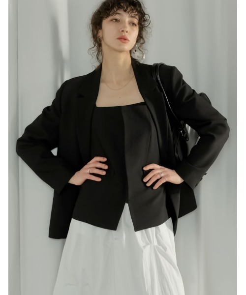 Re:EDIT（リエディ）の「[2026S/S PRE ORDER][UVカット]ドライタッチホップサックダブルテーラードジャケット（テーラードジャケット・レディース・ブラウン/ベージュ/グレー/ブラック・LARGE/MEDIUM）」の10枚目の写真