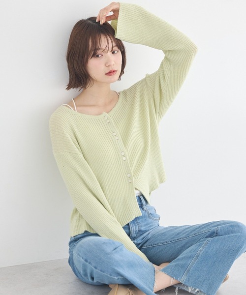 earth music&ecology(アースミュージックアンドエコロジー)の「【2026SS】リブクロップドカーディガン(カーディガン/ボレロ・レディース・ミント/ブラック/アイボリー・FREE)」の10枚目の写真