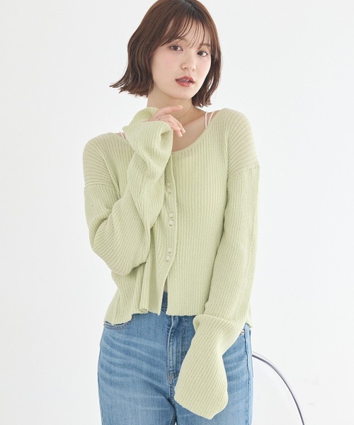 earth music&ecology(アースミュージックアンドエコロジー)の「【2026SS】リブクロップドカーディガン(カーディガン/ボレロ・レディース・ミント/ブラック/アイボリー・FREE)」の12枚目の写真