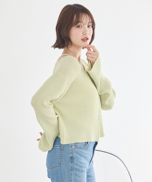 earth music&ecology(アースミュージックアンドエコロジー)の「【2026SS】リブクロップドカーディガン(カーディガン/ボレロ・レディース・ミント/ブラック/アイボリー・FREE)」の11枚目の写真