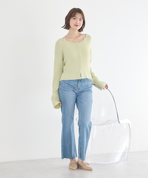 earth music&ecology(アースミュージックアンドエコロジー)の「【2026SS】リブクロップドカーディガン(カーディガン/ボレロ・レディース・ミント/ブラック/アイボリー・FREE)」の14枚目の写真