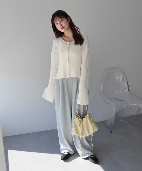 earth music&ecology(アースミュージックアンドエコロジー)の「【2026SS】リブクロップドカーディガン(カーディガン/ボレロ・レディース・ミント/ブラック/アイボリー・FREE)」の5枚目の写真