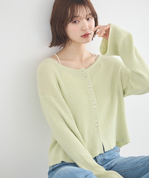 earth music&ecology(アースミュージックアンドエコロジー)の「【2026SS】リブクロップドカーディガン(カーディガン/ボレロ・レディース・ミント/ブラック/アイボリー・FREE)」の18枚目の写真