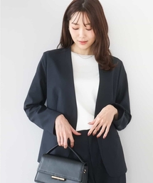 MK MICHEL KLEIN | ドライタッチストレッチ カラーレスジャケット/イージーケア/洗える(ノーカラージャケット)