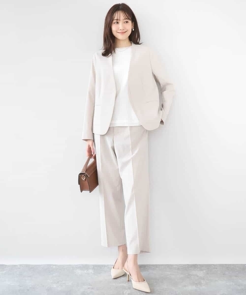 MK MICHEL KLEIN（エムケーミッシェルクラン）の「[イージーケア/洗える]ドライタッチストレッチ カラーレスジャケット（ノーカラージャケット・レディース・ネイビー/グレイッシュベージュ・38/40）」の11枚目の写真