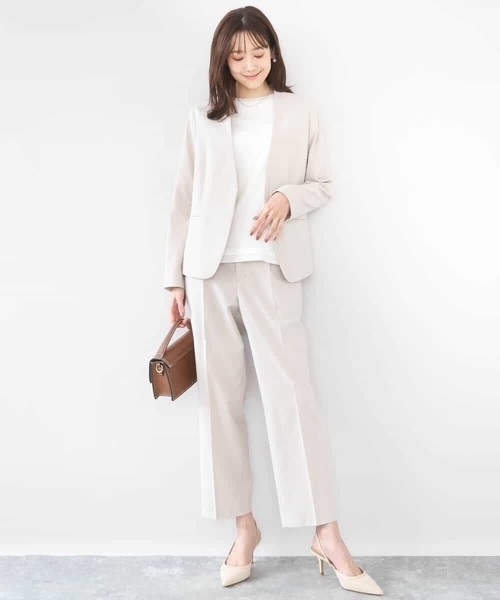 MK MICHEL KLEIN（エムケーミッシェルクラン）の「[イージーケア/洗える]ドライタッチストレッチ カラーレスジャケット（ノーカラージャケット・レディース・ネイビー/グレイッシュベージュ・38/40）」の12枚目の写真