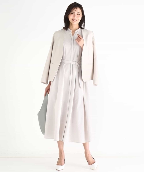 MK MICHEL KLEIN（エムケーミッシェルクラン）の「[イージーケア/洗える]ドライタッチストレッチ カラーレスジャケット（ノーカラージャケット・レディース・ネイビー/グレイッシュベージュ・38/40）」の13枚目の写真