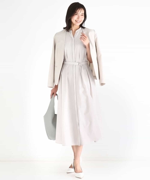 MK MICHEL KLEIN（エムケーミッシェルクラン）の「ドライタッチストレッチ カラーレスジャケット/イージーケア/洗える（ノーカラージャケット・レディース・ネイビー/グレイッシュベージュ・38/40）」の18枚目の写真