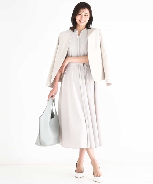 MK MICHEL KLEIN（エムケーミッシェルクラン）の「ドライタッチストレッチ カラーレスジャケット/イージーケア/洗える（ノーカラージャケット・レディース・ネイビー/グレイッシュベージュ・38/40）」の16枚目の写真