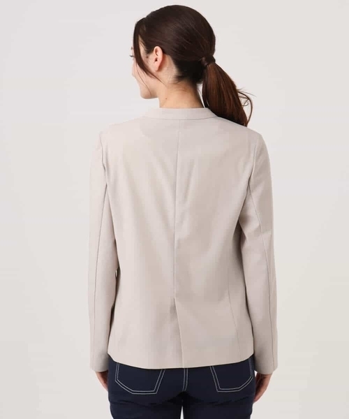 MK MICHEL KLEIN（エムケーミッシェルクラン）の「ドライタッチストレッチ カラーレスジャケット/イージーケア/洗える（ノーカラージャケット・レディース・ネイビー/グレイッシュベージュ・38/40）」の12枚目の写真