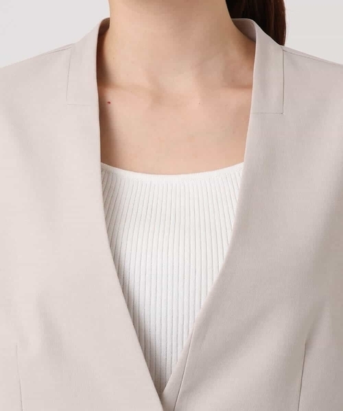 MK MICHEL KLEIN（エムケーミッシェルクラン）の「ドライタッチストレッチ カラーレスジャケット/イージーケア/洗える（ノーカラージャケット・レディース・ネイビー/グレイッシュベージュ・38/40）」の11枚目の写真