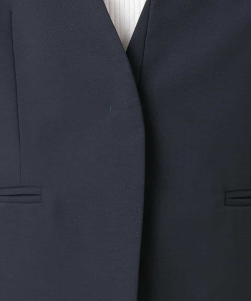 MK MICHEL KLEIN（エムケーミッシェルクラン）の「ドライタッチストレッチ カラーレスジャケット/イージーケア/洗える（ノーカラージャケット・レディース・ネイビー/グレイッシュベージュ・38/40）」の3枚目の写真