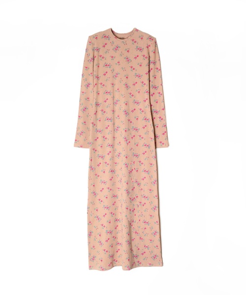 HOLIDAY(ホリデイ)の「SUPER RIB PADDED SHOULDER L/S DRESS (FLOWER) スーパーリブパディッドショルダーロングスリーブドレス (フラワー)(ワンピース・レディース・ベージュ・ONE SIZE)」の1枚目の写真