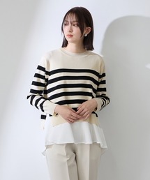 QUEENS COURT | サイドスリットニット×ペプラムヘムインナーSET≪手洗い可能≫(ニット/セーター)