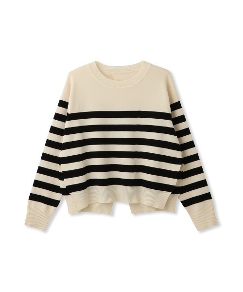 QUEENS COURT（クイーンズコート）の「サイドスリットニット×ペプラムヘムインナーSET≪手洗い可能≫（ニット/セーター・レディース・ネイビー/ホワイト系その他・M）」の4枚目の写真