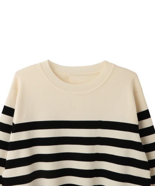 QUEENS COURT（クイーンズコート）の「サイドスリットニット×ペプラムヘムインナーSET≪手洗い可能≫（ニット/セーター・レディース・ネイビー/ホワイト系その他・M）」の7枚目の写真