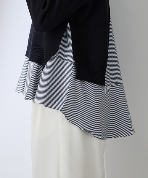 QUEENS COURT（クイーンズコート）の「サイドスリットニット×ペプラムヘムインナーSET≪手洗い可能≫（ニット/セーター・レディース・ネイビー/ホワイト系その他・M）」の19枚目の写真