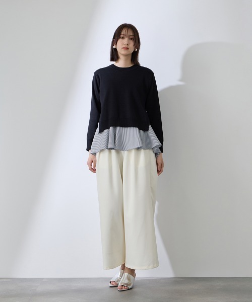 QUEENS COURT（クイーンズコート）の「サイドスリットニット×ペプラムヘムインナーSET≪手洗い可能≫（ニット/セーター・レディース・ネイビー/ホワイト系その他・M）」の20枚目の写真