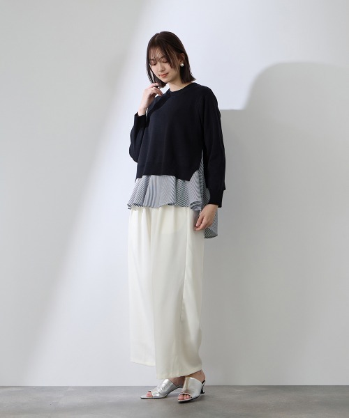 QUEENS COURT（クイーンズコート）の「サイドスリットニット×ペプラムヘムインナーSET≪手洗い可能≫（ニット/セーター・レディース・ネイビー/ホワイト系その他・M）」の21枚目の写真