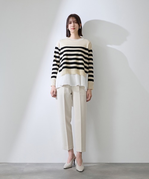 QUEENS COURT（クイーンズコート）の「サイドスリットニット×ペプラムヘムインナーSET≪手洗い可能≫（ニット/セーター・レディース・ネイビー/ホワイト系その他・M）」の13枚目の写真