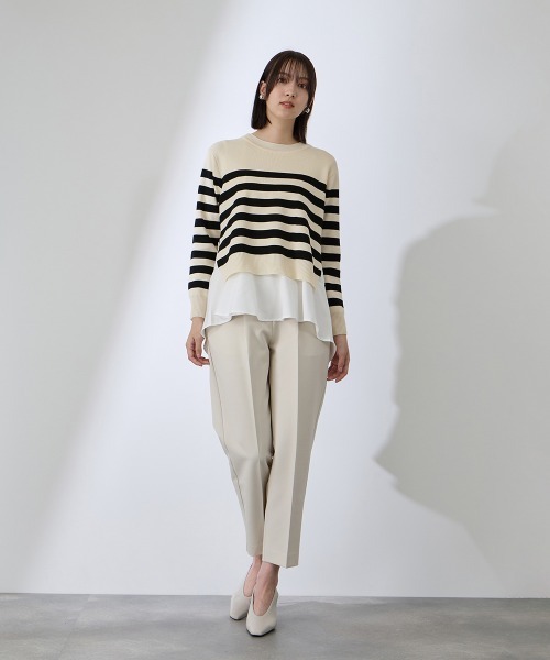 QUEENS COURT（クイーンズコート）の「サイドスリットニット×ペプラムヘムインナーSET≪手洗い可能≫（ニット/セーター・レディース・ネイビー/ホワイト系その他・M）」の14枚目の写真