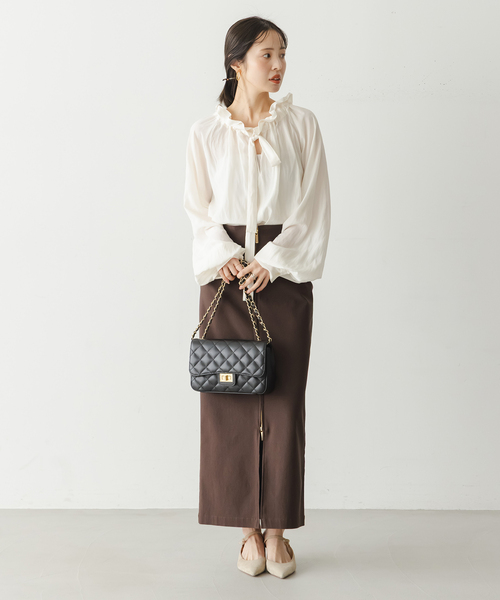 maison-vincent（メゾンヴァンサン）の「《WEB限定追加4》Maison Vincent/メゾンヴァンサン チェーンバッグ（ショルダーバッグ・レディース・ブラック/ベージュ・FREE）」の4枚目の写真