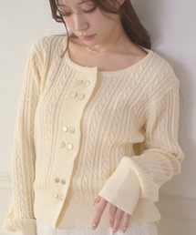 w button cable knit cardigan / Wボタンケーブルニットカーディガン