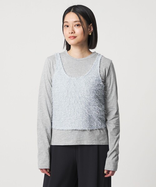 A DAY IN THE LIFE UNITED ARROWS（アデイインザライフユナイテッドアローズ）の「フリンジ×スパンコール キャミ＋カットソー ‐セットアイテム‐＜A DAY IN THE LIFE＞（Tシャツ/カットソー・レディース・オフホワイト/ブラック/その他1・FREE）」の18枚目の写真