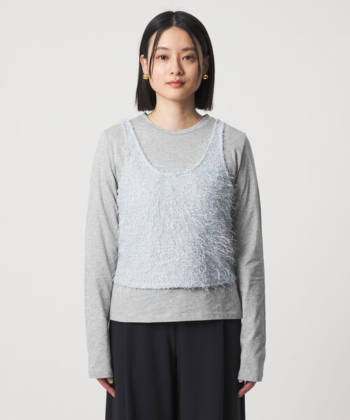 A DAY IN THE LIFE UNITED ARROWS（アデイインザライフユナイテッドアローズ）の「フリンジ×スパンコール キャミ＋カットソー ‐セットアイテム‐＜A DAY IN THE LIFE＞（Tシャツ/カットソー・レディース・オフホワイト/ブラック/その他1・FREE）」の21枚目の写真