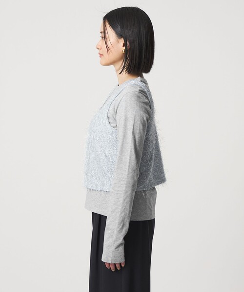 A DAY IN THE LIFE UNITED ARROWS（アデイインザライフユナイテッドアローズ）の「フリンジ×スパンコール キャミ＋カットソー ‐セットアイテム‐＜A DAY IN THE LIFE＞（Tシャツ/カットソー・レディース・オフホワイト/ブラック/その他1・FREE）」の22枚目の写真