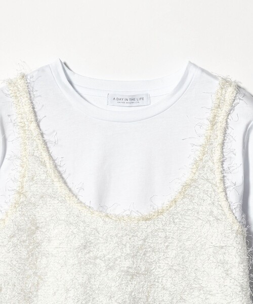A DAY IN THE LIFE UNITED ARROWS（アデイインザライフユナイテッドアローズ）の「フリンジ×スパンコール キャミ＋カットソー ‐セットアイテム‐＜A DAY IN THE LIFE＞（Tシャツ/カットソー・レディース・オフホワイト/ブラック/その他1・FREE）」の10枚目の写真