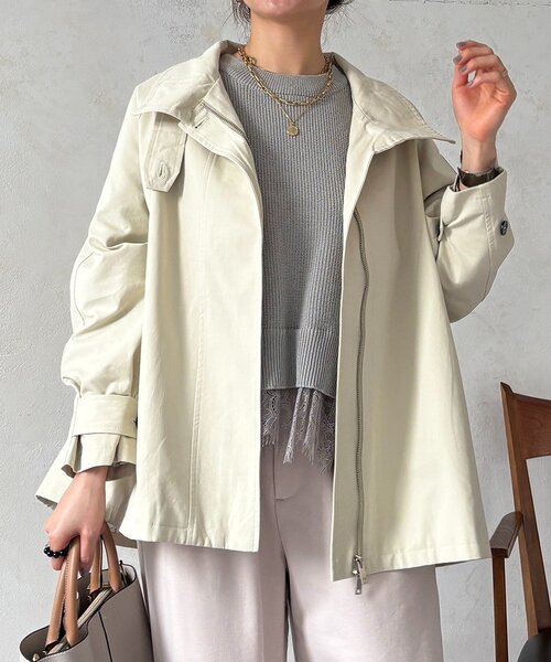 un dix cors(アンディコール)の「テントラインコート(ブルゾン・レディース・ベージュ/チャコールグレー・FREE)」の11枚目の写真