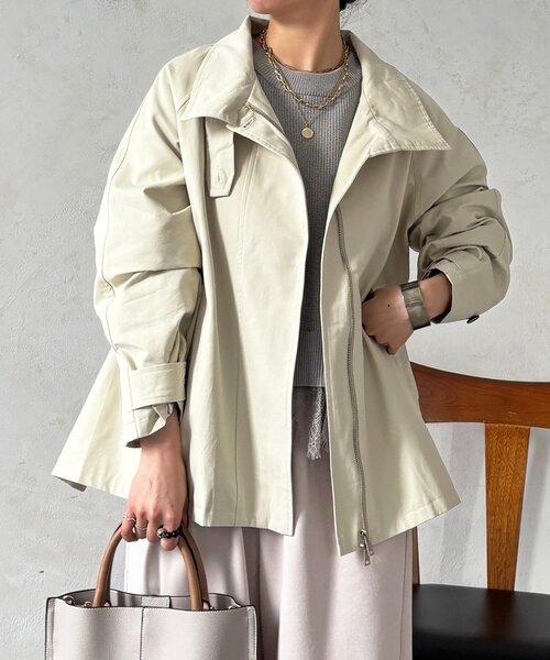 un dix cors(アンディコール)の「テントラインコート(ブルゾン・レディース・ベージュ/チャコールグレー・FREE)」の14枚目の写真