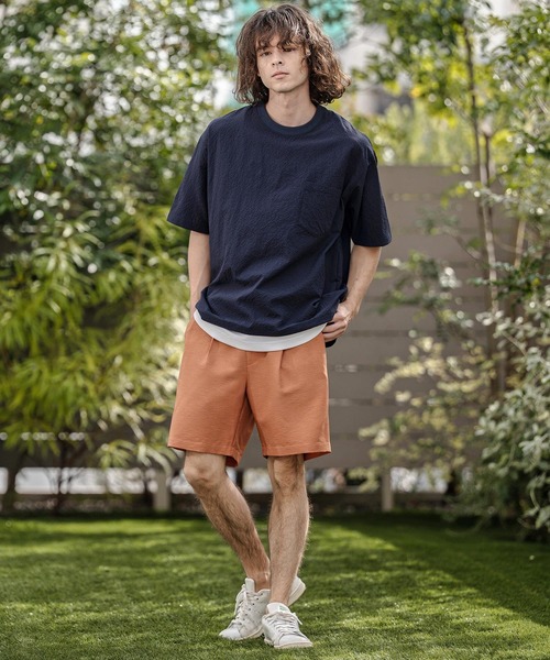 CAMBIO(カンビオ)の「mt10332-裾ドローコード付きシアサッカーTシャツ(BP-BFS0104)(Tシャツ/カットソー・メンズ・グレー/ブラック/ネイビー・S/M/L)」の12枚目の写真