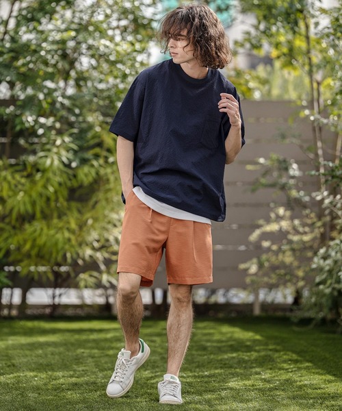 CAMBIO(カンビオ)の「mt10332-裾ドローコード付きシアサッカーTシャツ(BP-BFS0104)(Tシャツ/カットソー・メンズ・グレー/ブラック/ネイビー・S/M/L)」の13枚目の写真