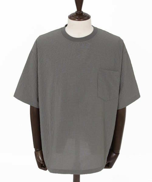 CAMBIO(カンビオ)の「mt10332-裾ドローコード付きシアサッカーTシャツ(BP-BFS0104)(Tシャツ/カットソー・メンズ・グレー/ブラック/ネイビー・S/M/L)」の20枚目の写真