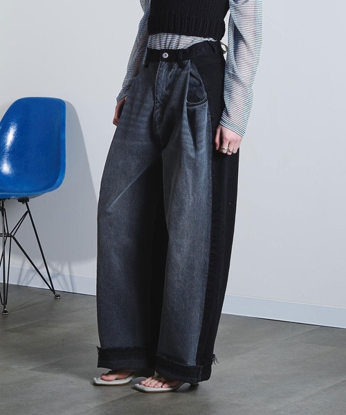 ROSE BUD（ローズバッド）の「(mici)DENIM REMAKE STYLE PANTS（デニムパンツ・レディース・インディゴブルー/ブラック・S/M）」の7枚目の写真