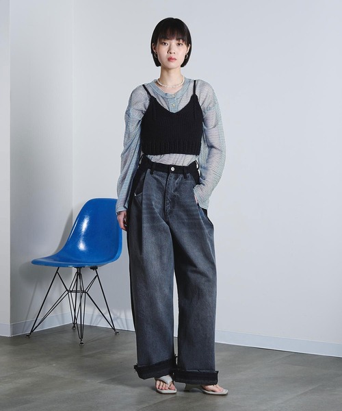 ROSE BUD（ローズバッド）の「(mici)DENIM REMAKE STYLE PANTS（デニムパンツ・レディース・インディゴブルー/ブラック・S/M）」の9枚目の写真