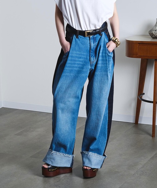 ROSE BUD（ローズバッド）の「(mici)DENIM REMAKE STYLE PANTS（デニムパンツ・レディース・インディゴブルー/ブラック・S/M）」の16枚目の写真