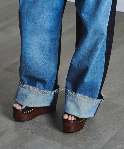 ROSE BUD（ローズバッド）の「(mici)DENIM REMAKE STYLE PANTS（デニムパンツ・レディース・インディゴブルー/ブラック・S/M）」の5枚目の写真