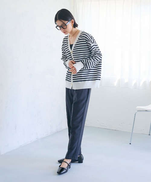 CROSS FUNCTION（クロスファンクション）の「《洗える》サマ美え 金釦ボーダーVネックカーディガン【CROSS FUNCTION/クロスファンクション】（カーディガン/ボレロ・レディース・ネイビー/ホワイト系その他・M/L/LL）」の12枚目の写真